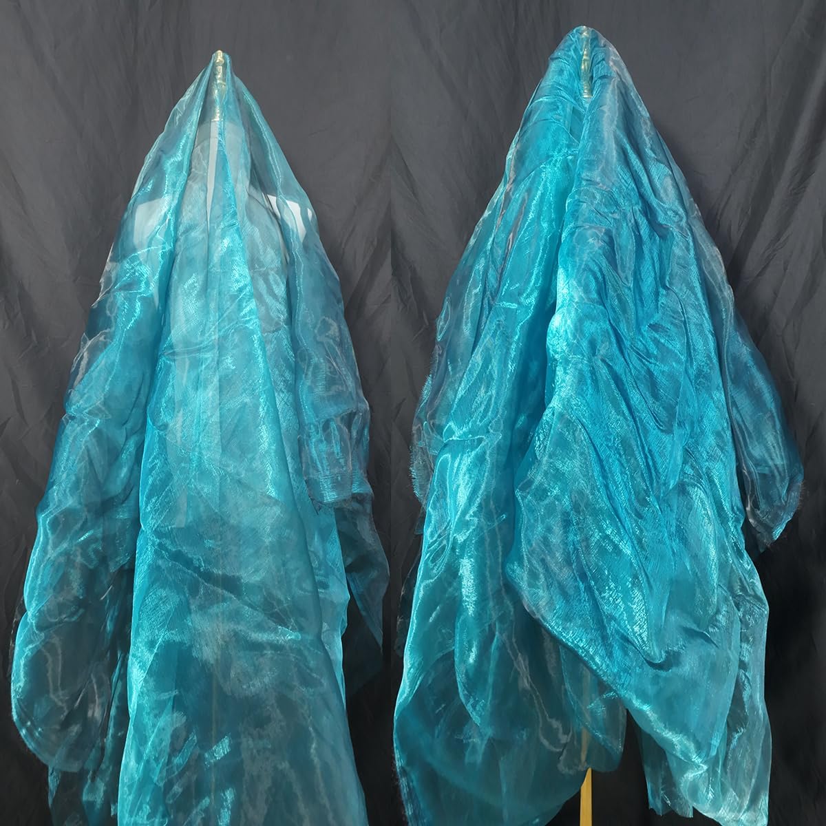 Two-Tone Iridescent Holographic Organza Fabric - 5.5 Yards by The Yard | Lightweight Sheer Tulle | for Wedding Dresses, Party Decor, DIY Crafts, Shiny Backdrops(Midnight Blue)