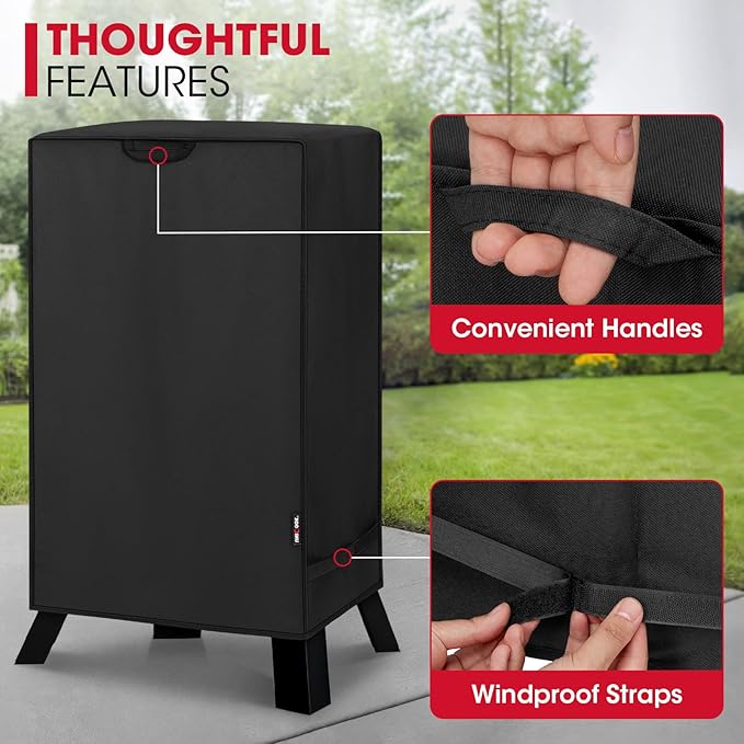 Unicook Electric Smoker Cover 40 Inch, Heavy Duty Waterproof Vertical BBQ Smoker Grill Cover for Masterbuilt, All Weather Resistant, 28" W x 22" D x 39" H