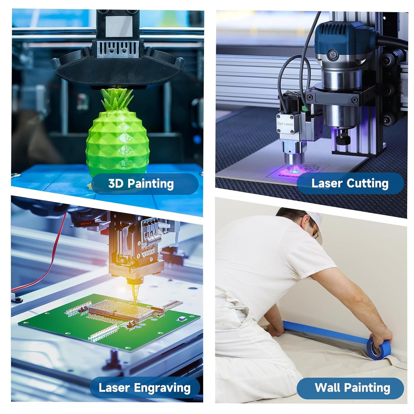 Wide Blue Painters Tape, 9 Inch x 55 Yards, Wide Masking Tape for 3D Printing, Laser Cutting, Painting, Crafting, Labeling, Packing, Office, School, Home Use, Removes Cleanly for 21 Days