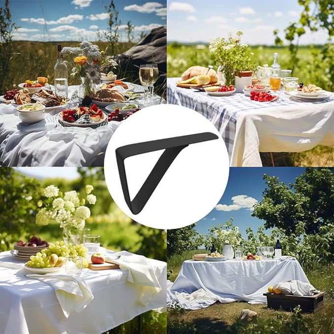 Large Tablecloth Clips Stainless Steel Rust Proof Table Cloth Clips Table Clips for Home, Restaurants, Picnic, Party, Dining Tables - Fits Up to 2.6 Inch Thick Tables 8pcs Black