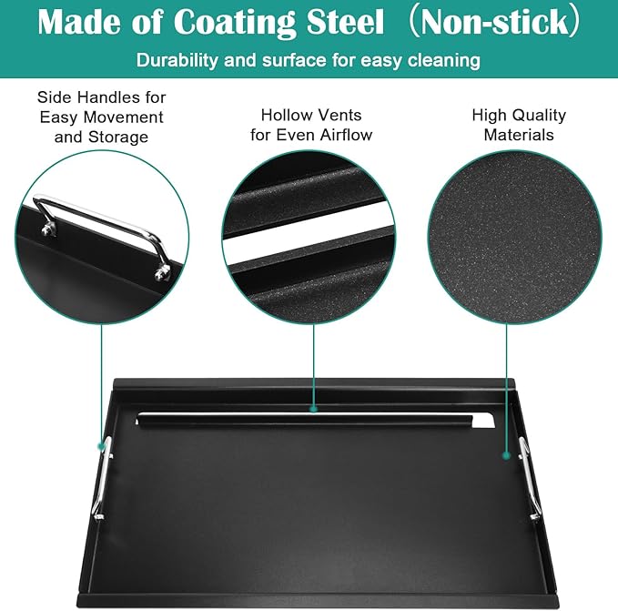 Full Size Griddle for Weber Old Spirit 200 Series, Flat Top Griddle for Spirit E/S 200 & 210 with Side Control Panel, Spirit 500, Genesis Silver A Gas Grills, Replace for 7521 7522 7523 65904 65905