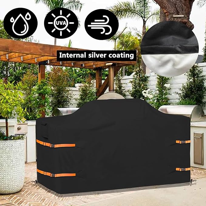 86 in Island Grill Cover,86 Inch Island BBQ Grill Head Cover,Heavy Duty Waterproof Outdoor Grill Cover,Black