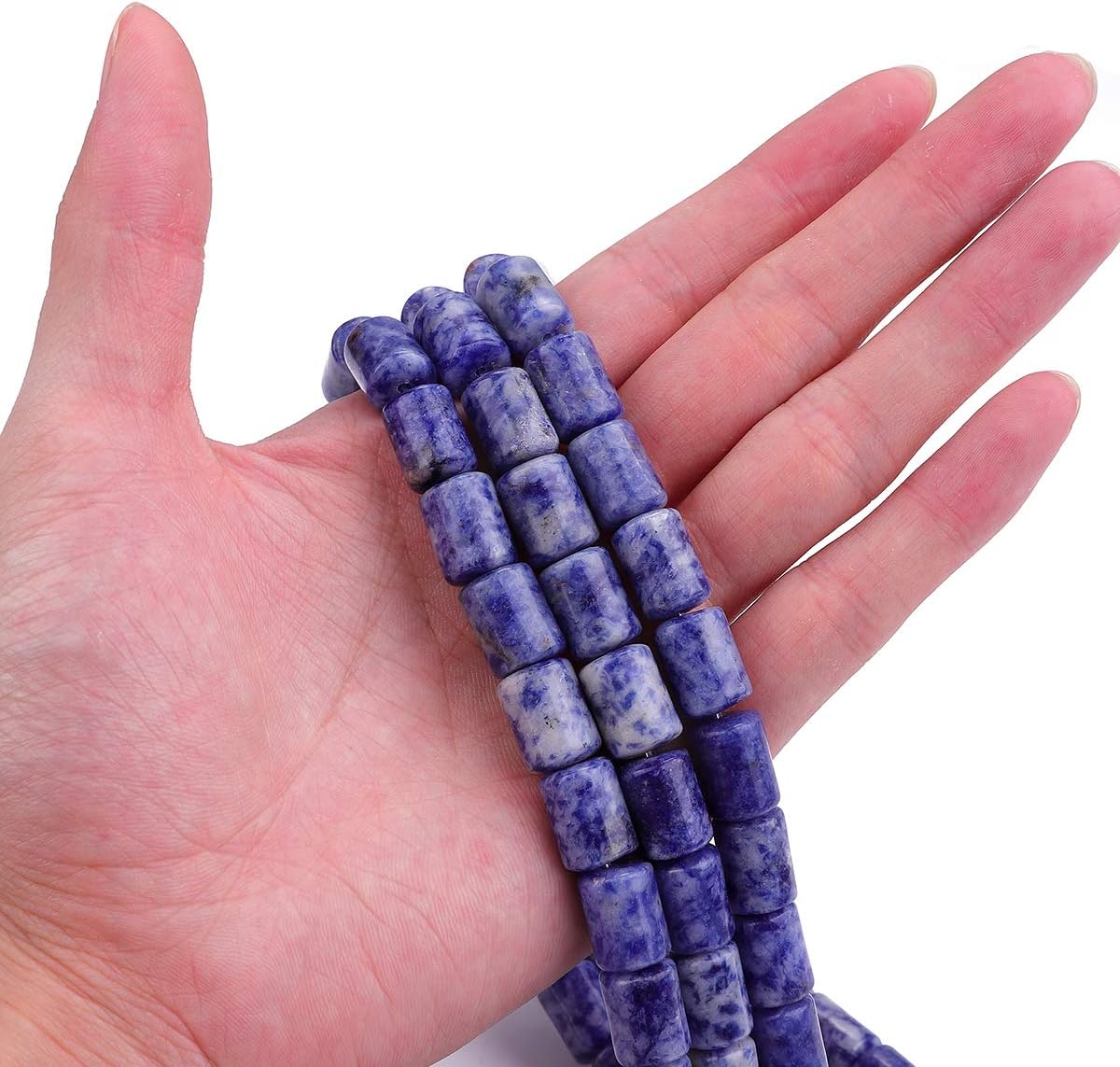 Natural Blue Sodalite Cylinder Stone Loose Semi Gemstone Beads for Jewelry Making 10mmx14mm 38cm