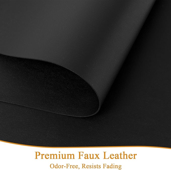 SHACOS Placemats Set of 6 Faux Leather Waterproof Leakproof Wipeable PU Non-Slip Vinyl Place Mats Heat Resistant Table Mats for Kitchen Dining Table Indoor Outdoor, Black