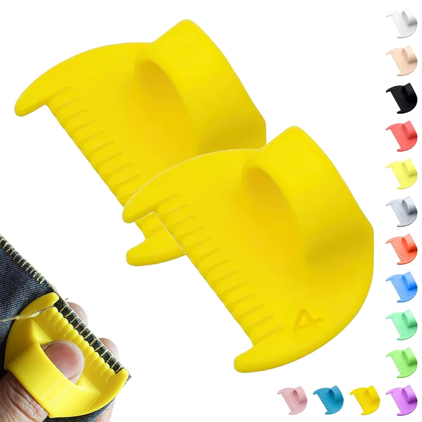 4mm Seam Guide for Hand Sewing Edge Lockranding Tool, Sewing Needle Gauge Measuring Tool, Mini Finger Ruler Kit Ideal for Leather/Fabric/Craft Sew, Yellow 2 Pcs