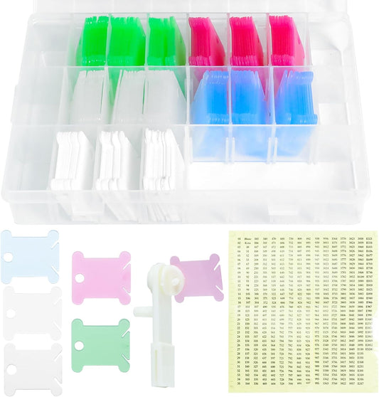 Embroidery Floss Thread Organizer Storage,Bobbin Winder,Embroidery Floss Bobbins Thread Holder,1 Removable 24 Compartments With 150 Floss Bobbins And Numbers Stickers For Craft DIY Sewing Bead Storage