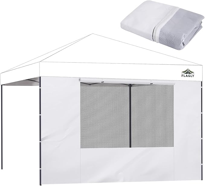 10x10 Pop Up Canopy Sidewall - 1 PC 300D Waterproof Attachable Tent Wall, Privacy Shade for Outdoor Events, Vendor Booths (Tent Not Included, with Square Mesh Window)
