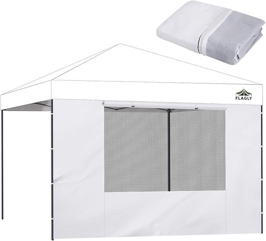 10x10 Pop Up Canopy Sidewall - 1 PC 300D Waterproof Attachable Tent Wall, Privacy Shade for Outdoor Events, Vendor Booths (Tent Not Included, with Square Mesh Window)