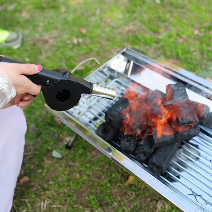 Small Manual Air Blower Hand Crank BBQ Fan Portable Barbecue Air Blower with Handle Grills Charcoal Stove