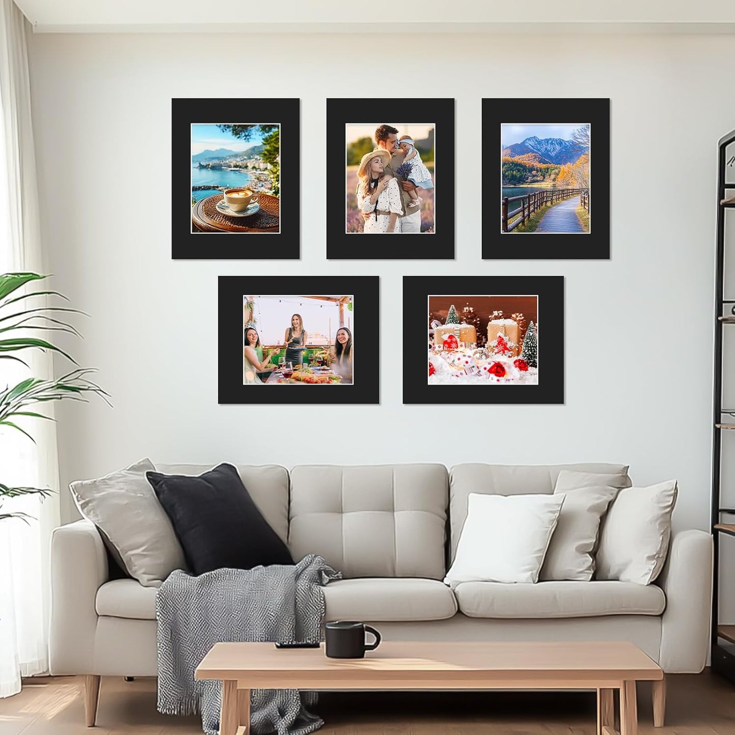 Prudiut 15 Pack 11x14 Black Picture Mats, Frame Mattes for 8 x10 Pictures Display Photo Frame Mat Core Bevel Cut Mat Board Show Kit for Photos, Prints, Artworks