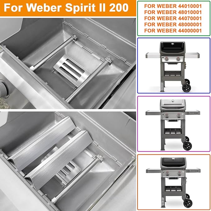 GasSaf 67060 Heat Deflector for Weber GS4 Spirit II 200 & 300 Series 210 220 310 320 Grill Parts, Heat Deflector for Weber Spirit 2 Parts, GS4 Grill Parts for 2 Burners and 3 Burners Heat Plates