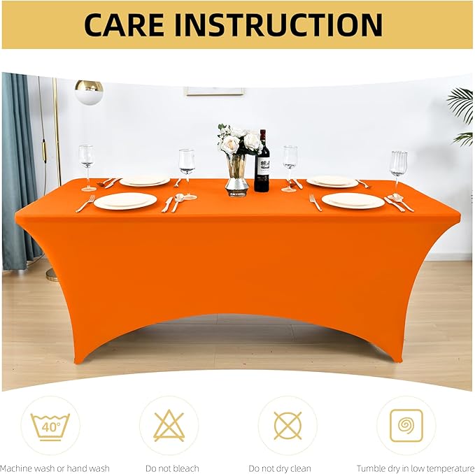 2-Pack 6ft Spandex Table Covers for Rectangle Standard Folding Tables - Wrinkle Resistant Stretch Tablecloths - Ultimate Fitted Table Protector for Parties, Trade Shows, Banquet