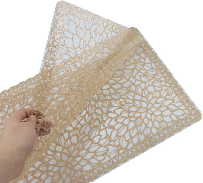 Gugrida Plastic Light Brown Placemats for Dining Table Tablemats Vinyl PVC Table Mats for Kitchen 6pcs