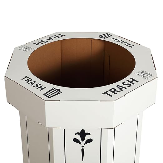 Eyely MPH1301C-SET2 Sal 25-Gallon Disposable Corrugated Cardboard Event Trash Can and Recycling Bin for BBQs, Beach, Parties & Events & Outdoor Activities, Bridal Ivory (Set of 2)