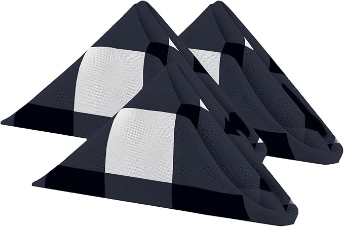 Cupuamon Buffalo Plaid Table Napkins Set of 25, 17x17 inch, Navy and White, Checkered, Polycotton Blend