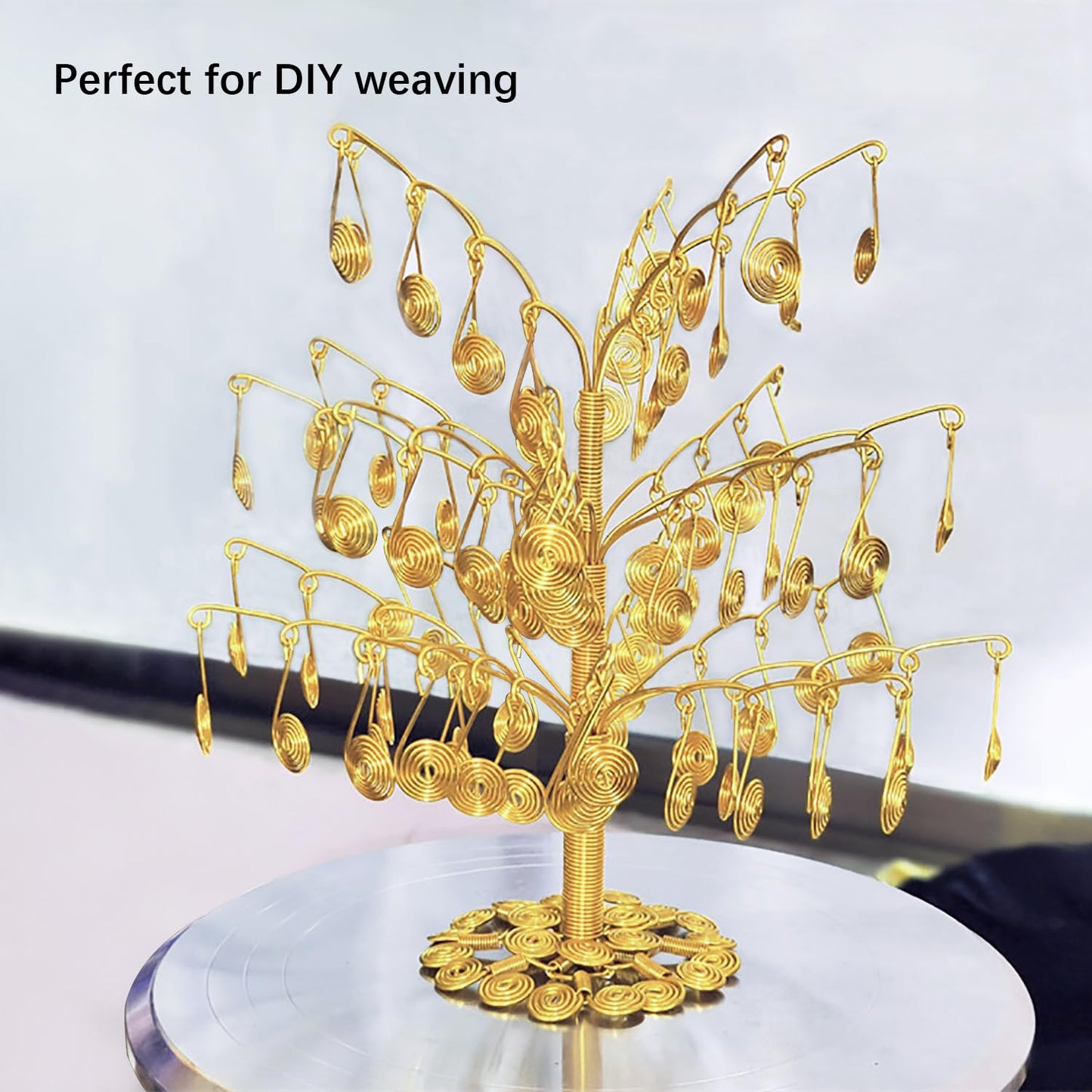 12 Gauge Aluminum Craft Wire, 2mm×30Yards Bendable Metal Craft Wire for Bonsai Plant Stand, Doll Skeletons, Wire Sculpture, Jewelry Making and Home Decorations (Golden)