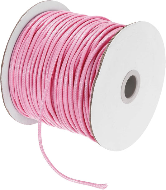 MECCANIXITY Waxed Cord 2.5mm Waxed Polyester Cord 87 Yard Wax String for Bracelet Making, Necklaces, Beading, Jewelry Making and DIY Crafts(Dark Pink)