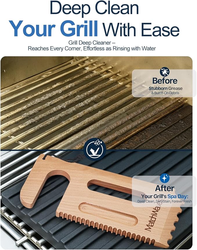 Wooden Grill Scraper, Grill Grate Cleaner for Traeger Grills - Safe Bristle-Free Grill Cleaning Tool