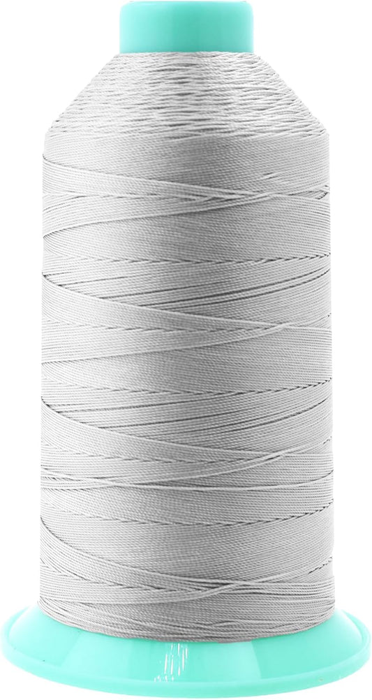Mandala Crafts Bonded Nylon Thread Silver Heavy Duty Sewing Threads - 1250 YDs Size 138 420D T135 Tex 135 Thread for Leather Jeans Weaving Outdoor Marine Upholstery Threads