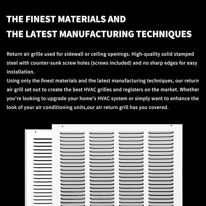 16x12 Return Air Grille(Duct Opening Size),Air Return Vent Cover,Flat Vent Cover,Rejillas De Aire Acondicionado Para Casa,Return Air Grilles,Outer Dimensions:17.75"Wx13.75"H(16"W x 12"H, Duct Opening)
