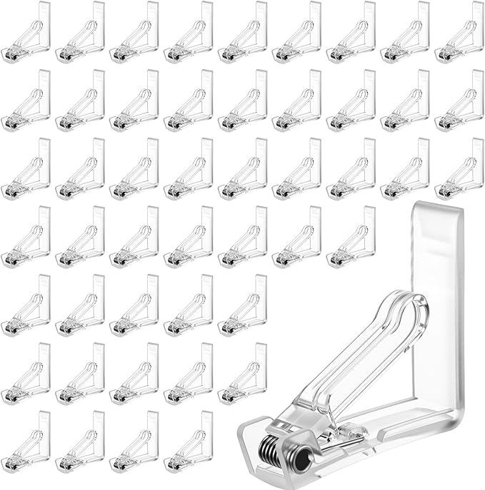 48 Pieces Clear Tablecloth Clips Plastic Loaded Table Cover Holder Clamps Table Cover Clips for Easter Party Birthday Wedding Dinging Camping Picnic Indoor and Outdoor Tablecloth Fix