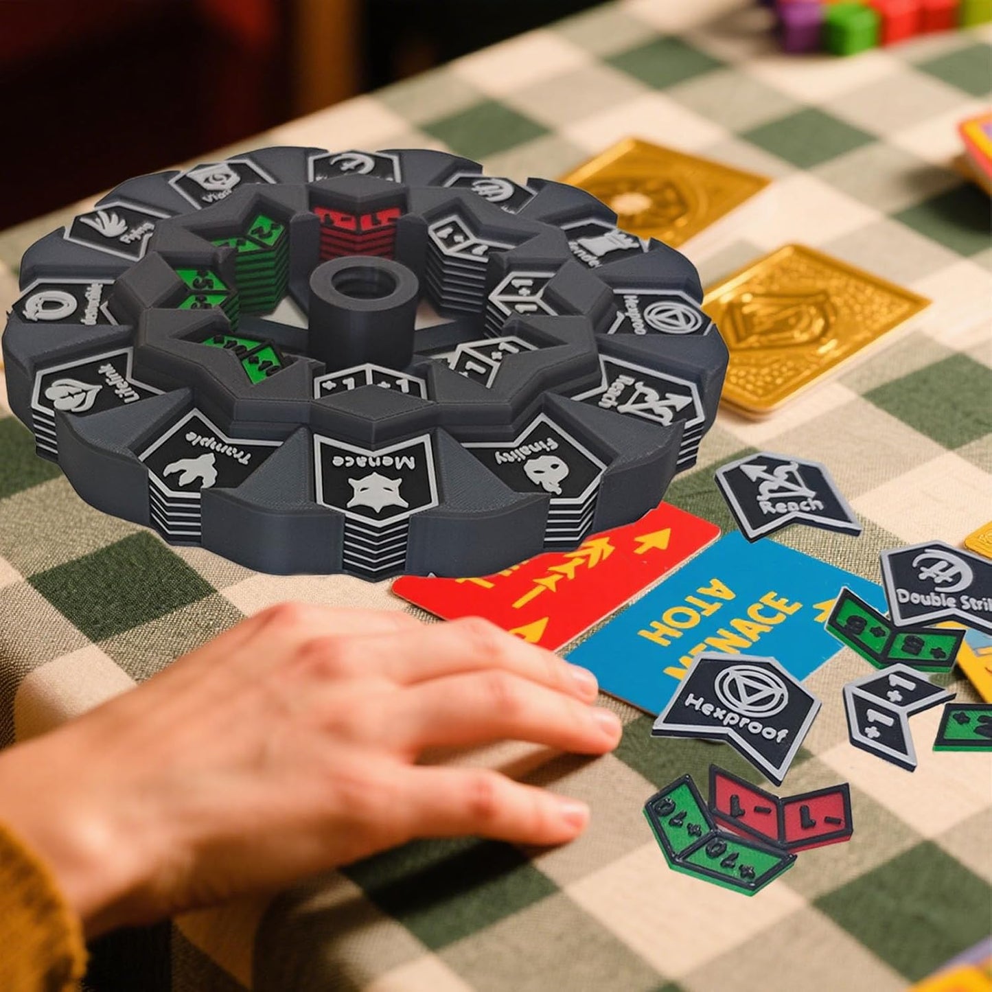 MTG Abilities Keywords Counter Wheel, Black Token Tracker 7.5 inch Diameter,123-Piece Keyword and Life Counter Bulk Tokens MTG, TCG, Cards Gaming Accessories