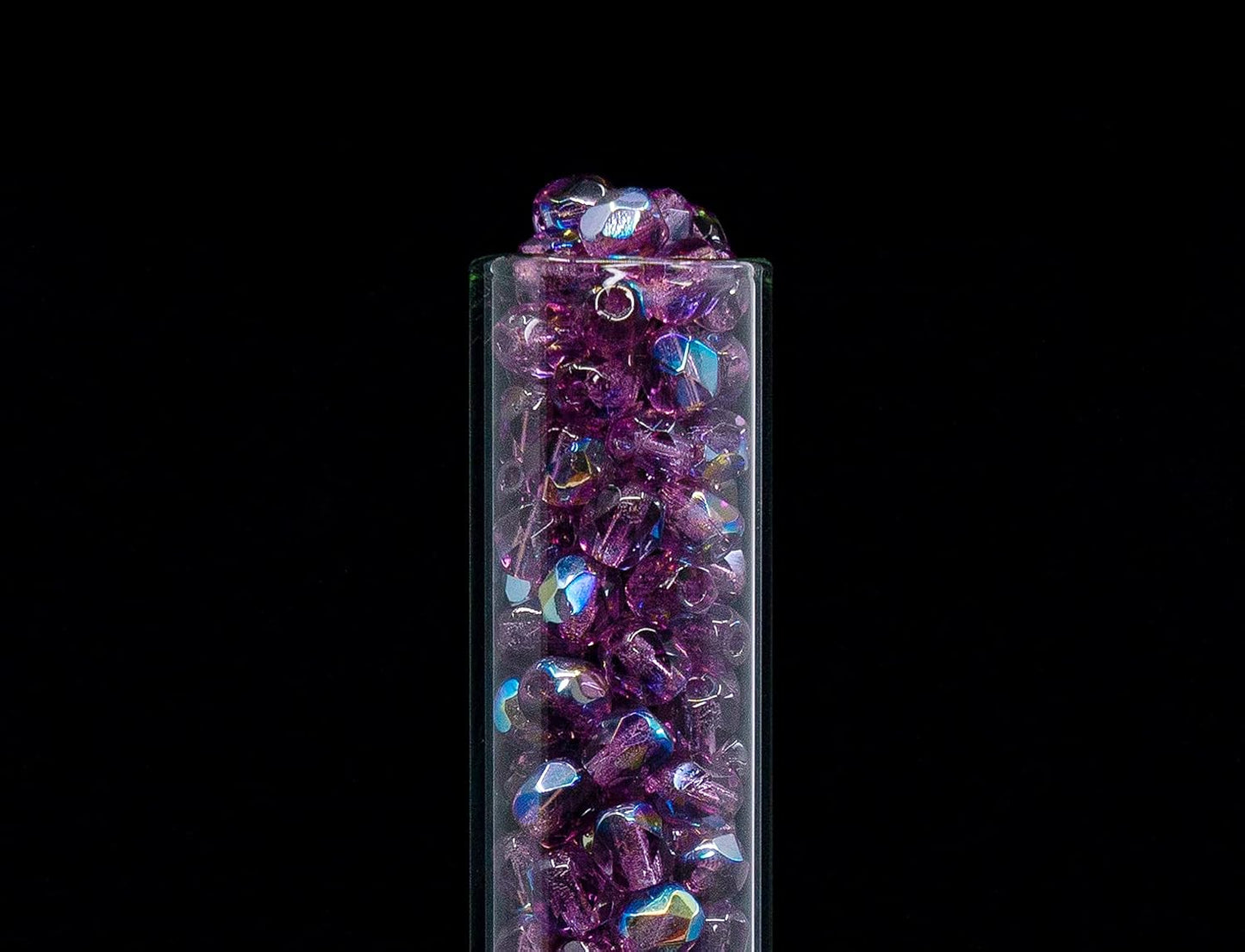 1.8 oz (50g, Approx. 600pcs) of Faceted Fire Polished Pressed Czech Glass Beads 4mm (0.16in), Amethyst AB Violet Purple 20060-28701 BCV