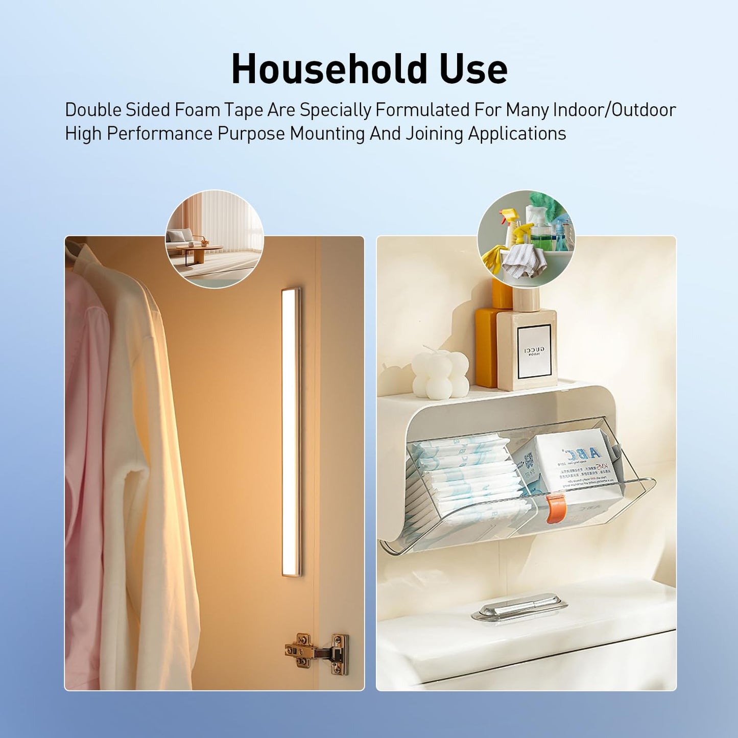 Double Sided Tape Foam Tape 1" x 18Ft Made of 3M High Shear Adhesive Mounting Tape with High Temperature Resistance for Interior Exterior Mounting Applications and Home Office Deco