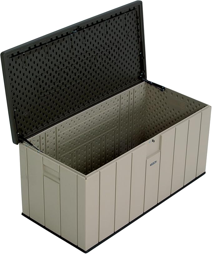 LIFETIME 60254 Heavy-Duty Outdoor Storage Deck Box, 150 Gallon, Desert Sand/Brown