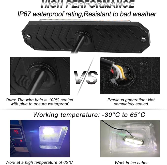 ASPL 8pcs Sync Feature Ultra Slim 12-LED Surface Mount Flashing Strobe Lights for Truck Car Vehicle LED Mini Grille Light Head Emergency Beacon Hazard Warning Lights (White)