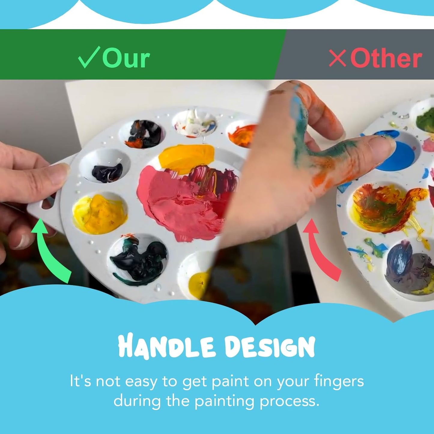 Paint Tray Palettes, Plastic Paint Pallets with Hanging Hole for Kids or Students to Paints on School Project, Art Class or Have a Birthday Painting Party -12pcs