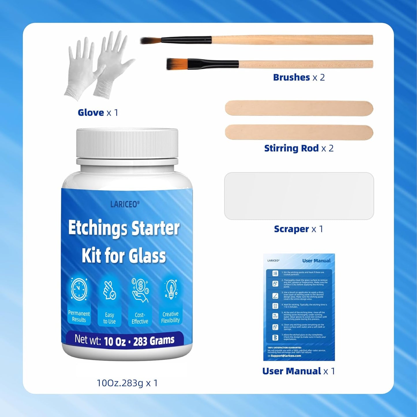 10oz Professional Etching Starter Kit for Glass with 6 Tools, Create Permanently Etched Designs, Art Frosted Glass Cream Kit for Etching Intricate Designs - Perfect for Mirrors, Windows, Glassware