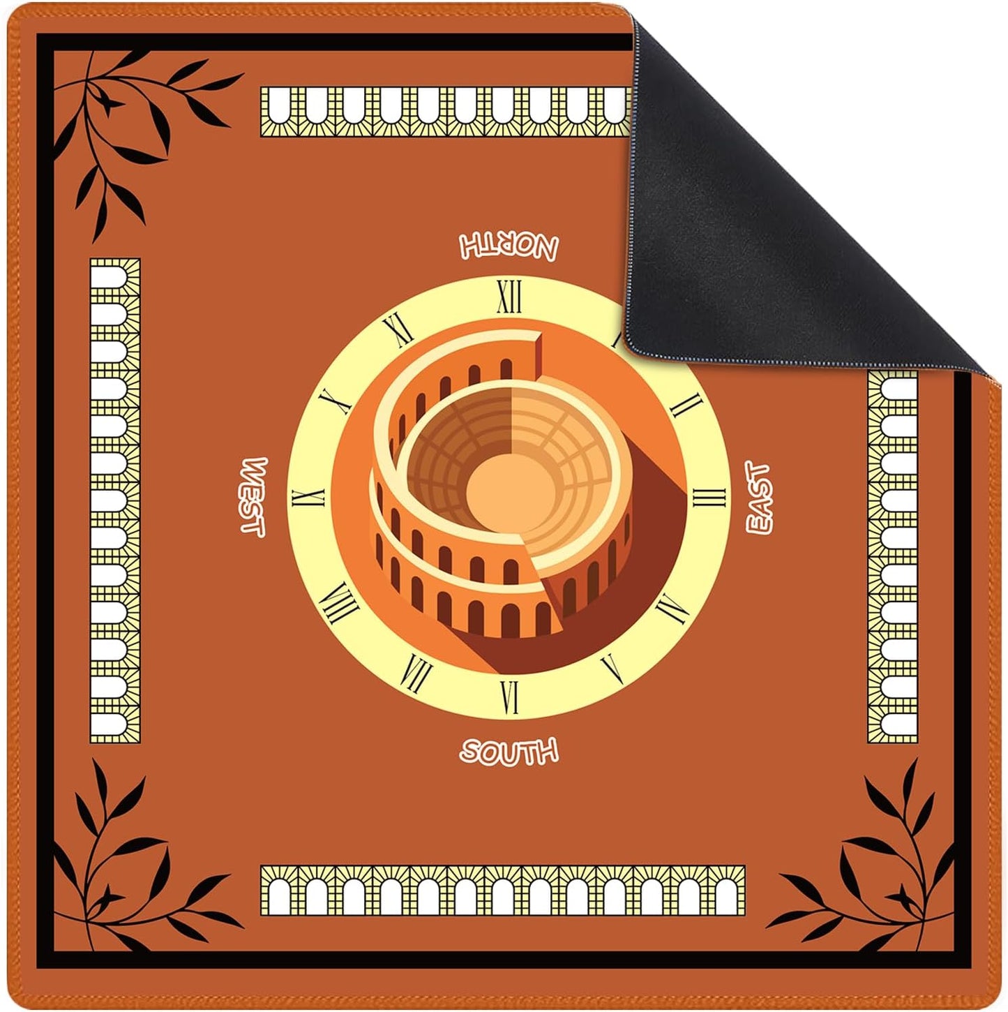 Mahjong Mat for Table 31.5"x31.5", MahJongg Mat Cloth Cover with Game Rules, Mahjong Tablecloth for Poker, Board Games Table Mat, Card Games, Tile Games, Dominoes (Roman Colosseum)