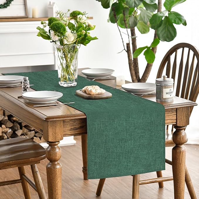 Artoid Mode Forest Green Table Runner, Seasonal Christmas Spring Washable Kitchen Dining Table Decoration for Home Party Decor 13x120 Inch