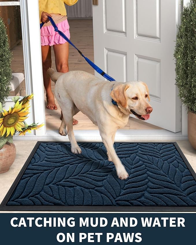 Yimobra 36x24 Large Door Mat Outdoor Indoor, All-Season Waterproof Door Mat Outside Entrance, All-Weather Non-Slip Outside Doormat for Garage Patio Entryway, Blue