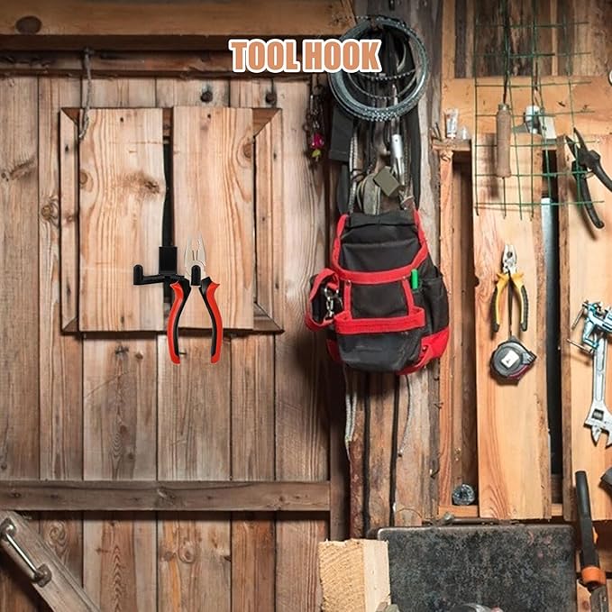 LIFKOME Shed Utility Organizer Hooks Double Head ABS Garage Storage Hooks for Rake and Shovel Hanging Black Suitable for Garden Storage Shed Side Panel