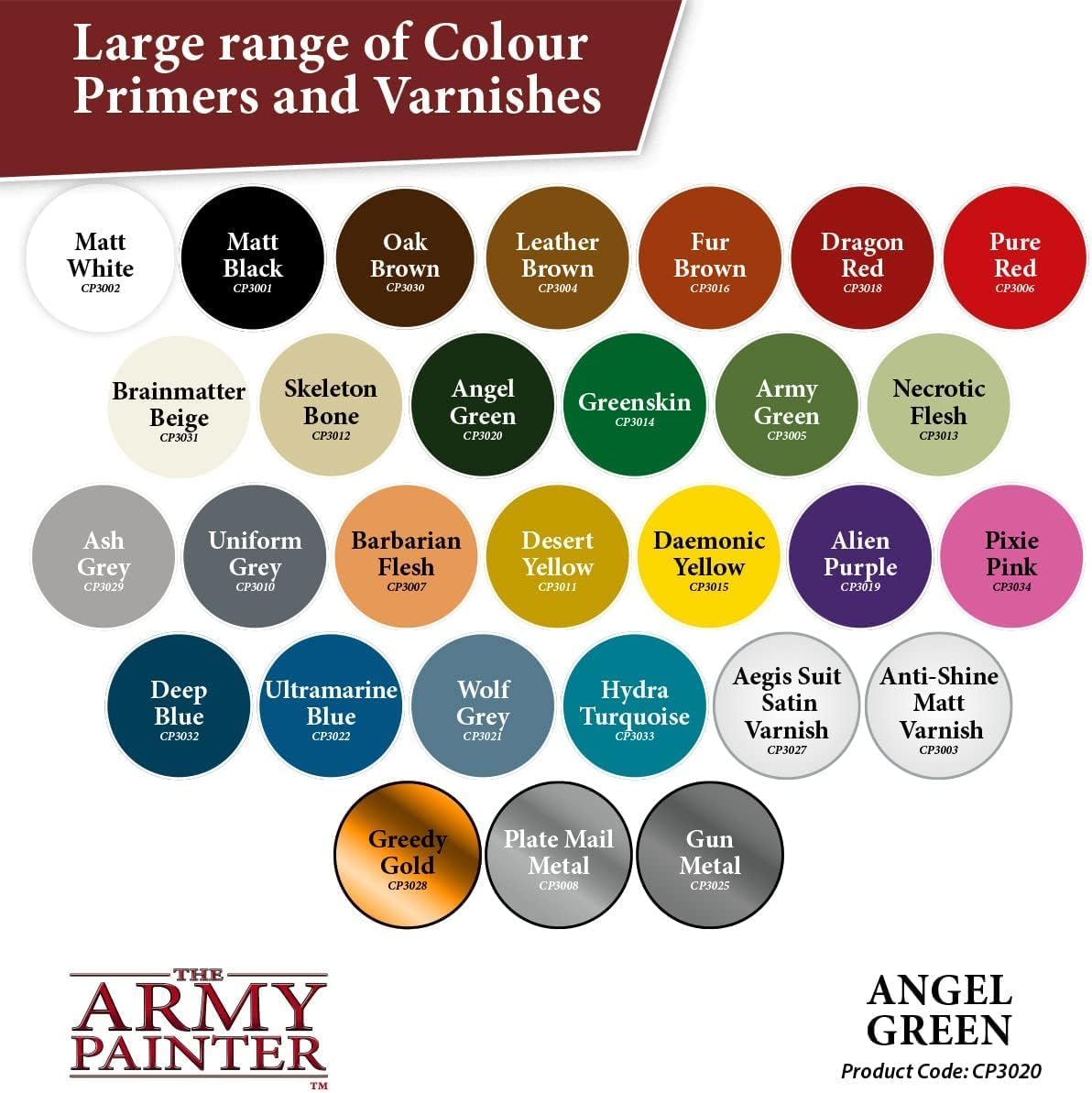 The Army Painter Colour Primer Angel Green, 400 mL Acrylic Spray Primer, Spray Paint Basecoat for Miniature Priming, Tabletop Roleplaying, Boardgames, and Wargames Miniature Modelling