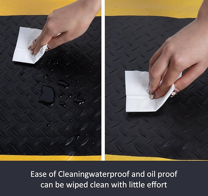 Nisorpa Anti Fatigue Mat,20"x 60" Standing Mat Work Mat with Yellow Border, PVC Foam Commercial Floor Mats for Garage Workbench Kitchen