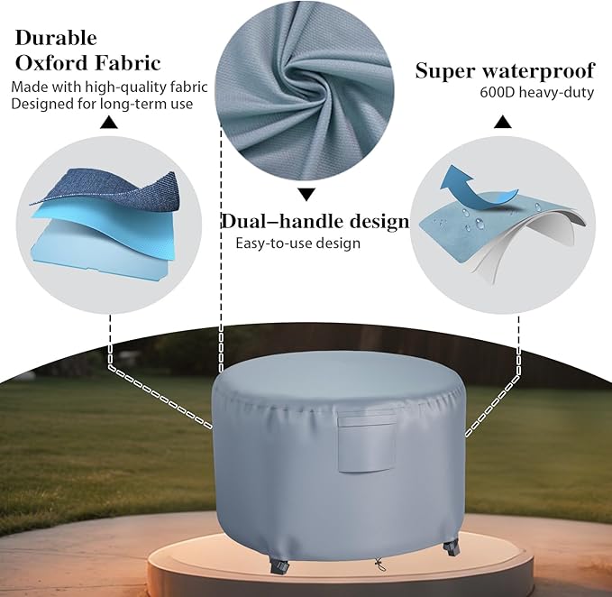 Chinchilla Heavy Duty 36 Inch Round Fire Pit Cover - 100% Waterproof & Weatherproof, Durable All-Season Protection for 33/34/35/36 Inch Propane Fire Pits and Tables
