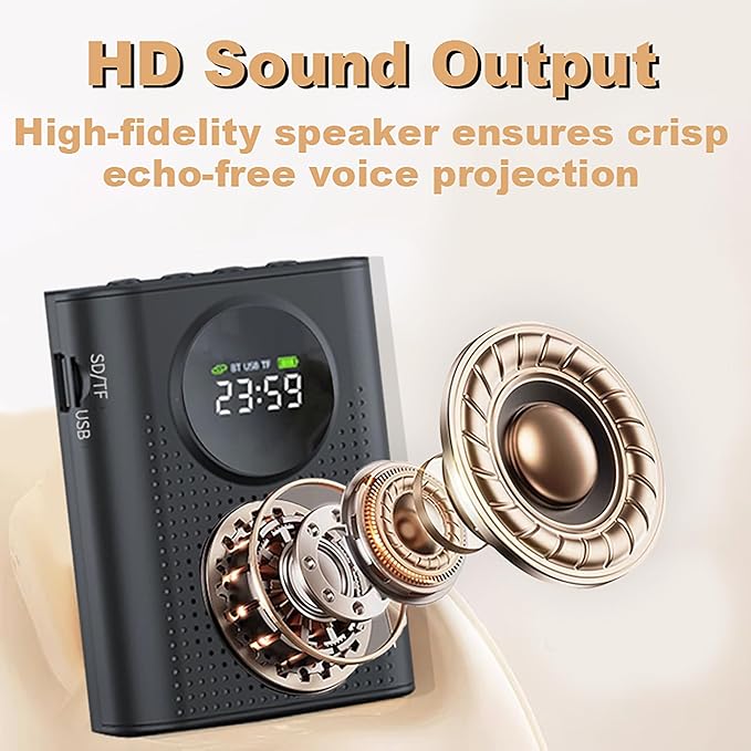BSONE Voice Amplifier with Wireless Microphone & Wired Microphone Headset for Teachers – Portable Bluetooth Clip-On PA System with Lapel Mic and Speaker for Classroom,Tour Guide