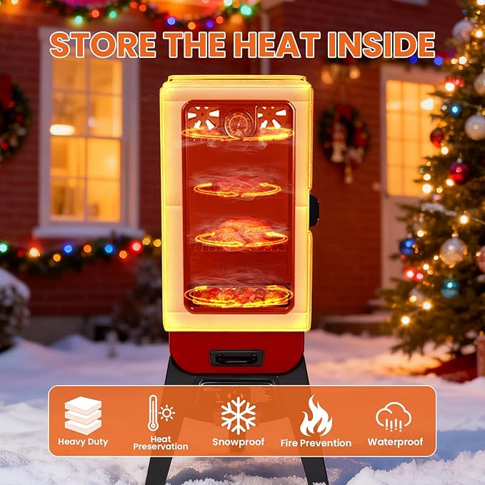 Hisencn Grill Insulation Blanket for Pit Boss PBV3G1 Vertical Smoker, Heat Retention BBQ Smoker Cover for Pit Boss 3 Series Gas Smoker PBV3G1, Fiberglass Thermal Insulated Blanket for Winter Cooking
