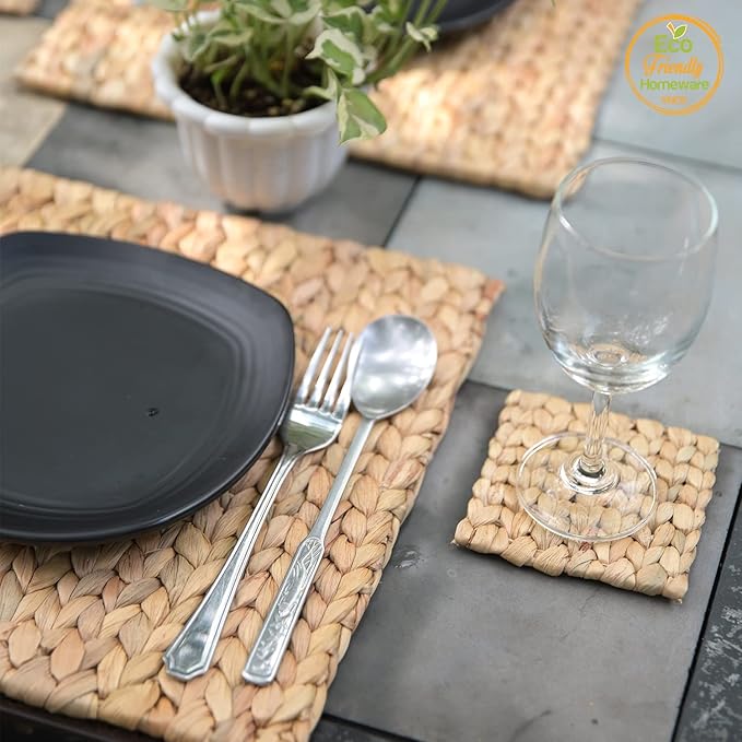 Boho Place Mats Set of 8, Square Table Mats Set of 8, Woven Placemats for Round Table, Chargers for Dinner Plates, Woven Chargers, Home Plate Mat, Outdoor Placemats, Manteles Individuales De Mesa