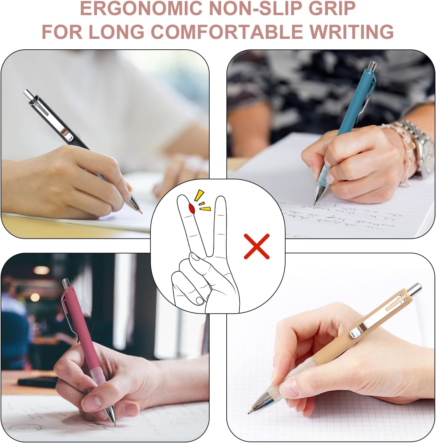 Linbsunne Ballpoint Pens Black Medium Point 1mm Pen with Super Soft Grip Ball Point Pen for Men Women Retractable Pens (silver-12 pcs)