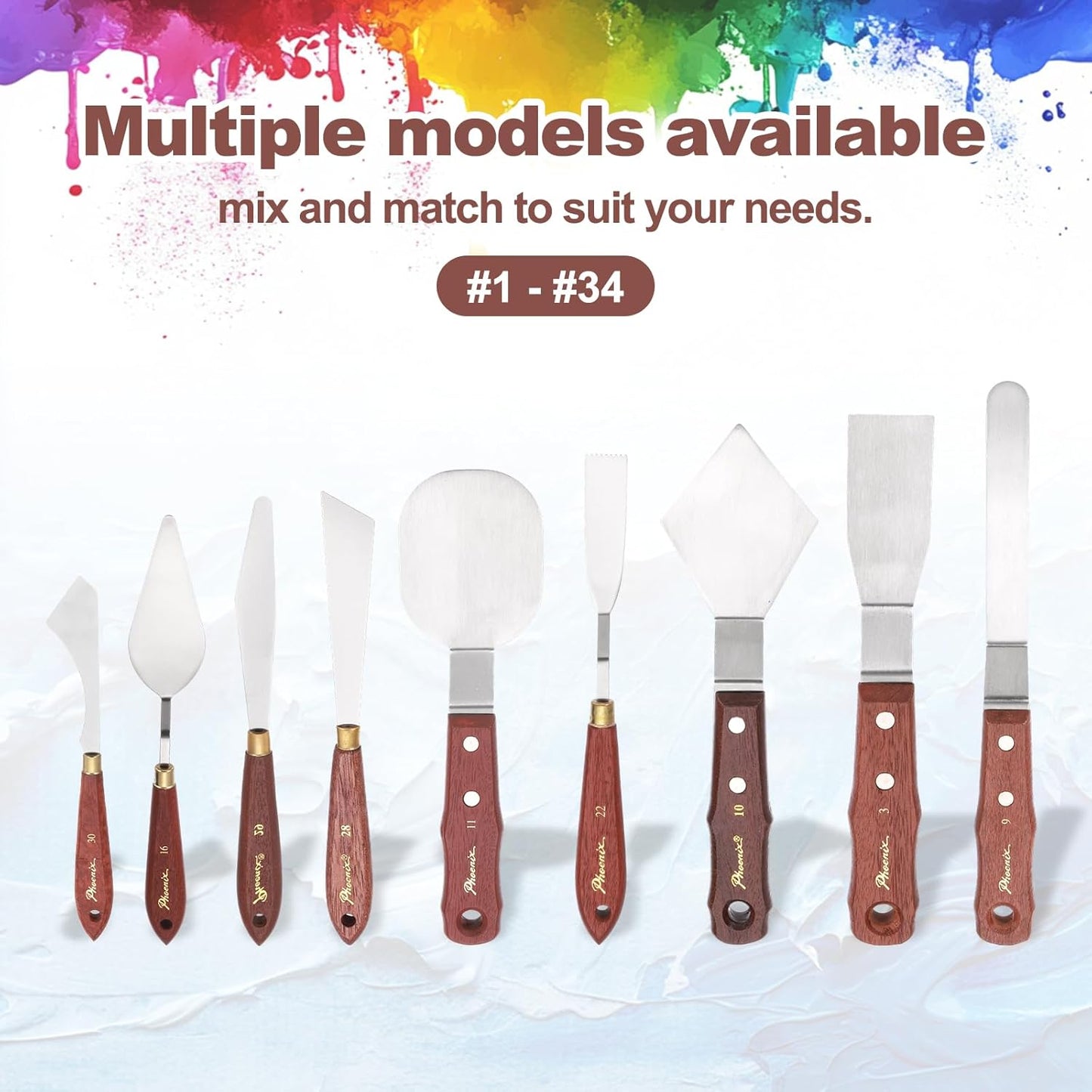 MECCANIXITY Pack of 1 Palette Knife No.30, 8.2" Long Palette Knives with Stainless Steel Flexible Spatula Pallet Knife and Wood Handle for Scraping, Mixing, Oil Acrylic Painting Canvas