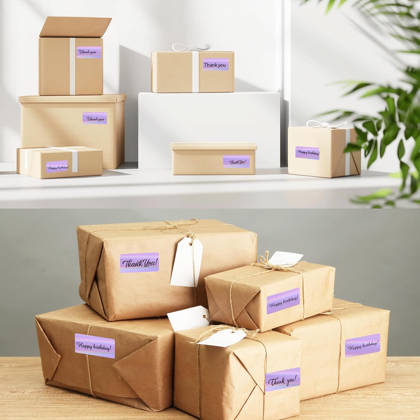 Direct Thermal Label 2x1 Inch- Barcode Labels- Holographic Thermal Sticker Labels for Address, Shipping, Compatible with Rollo Label Printer & MUNBYN& Zebra (300 Sheets/Purple)