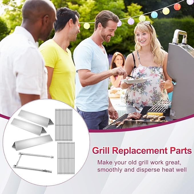 7637 Grid Grates 7635 Stainless Steel Flavorizer Bar with Burner for Weber Replacement for Spirit 200 Series, Spirit E-210, Spirit S-210 Spirit E-220, Spirit S-220 Gas Grills