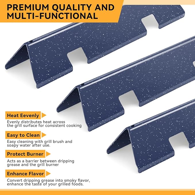 15.3 Inch Flavorizer Bars for Weber Spirit I & II 200 Gas Grill with Front-Mounted Knobs, for Spirit E210 S210 E220 S220, Porcelain Steel, 3 PCS, for Weber Spirit Grill Parts 7635
