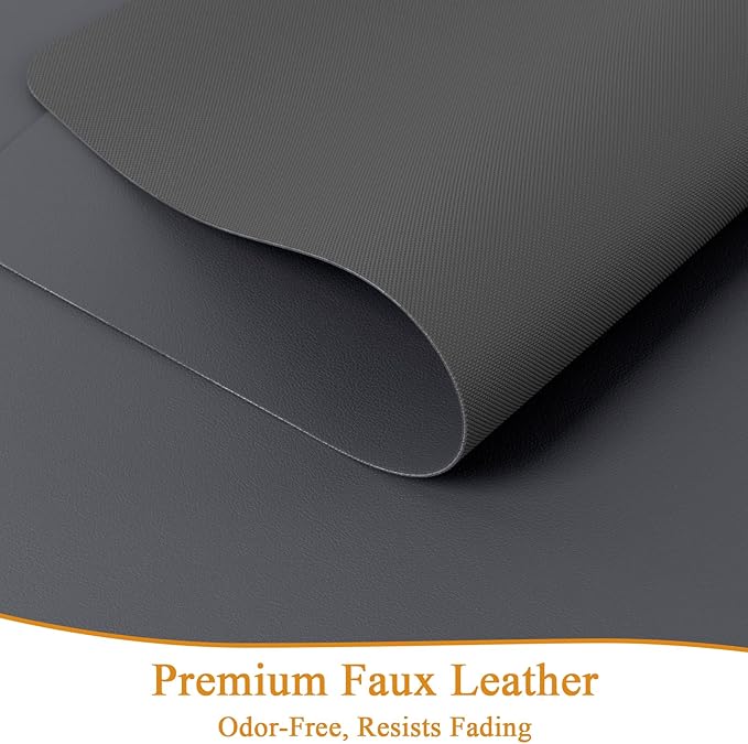 SHACOS Placemats Set of 6 Faux Leather Waterproof Leakproof Wipeable PU Non-Slip Vinyl Place Mats Heat Resistant Table Mats for Kitchen Dining Table Indoor Outdoor, Dark Grey
