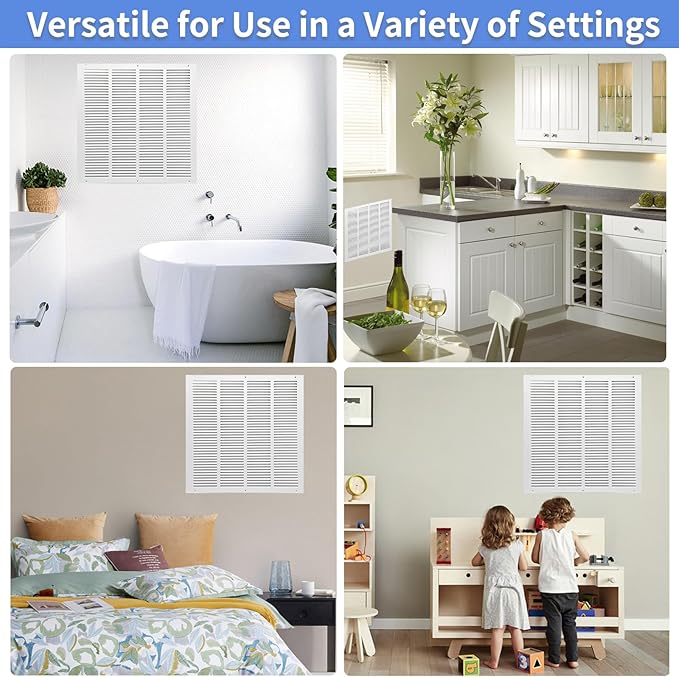 20"W x 20"H [Duct Opening Size] Steel Return Air Grille, Air Return Vent Cover for Ceiling and Sidewall - HVAC Air Vent Covers - [Outer Dimensions: 21.75"W x 21.75"H]