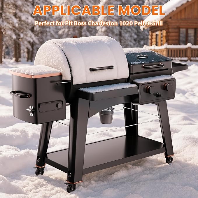 Hisencn Grill Insulation Blanket for Pit Boss Charleston 1020 Combo Grill PB1020NX Smoker Blanket Insulated Thermal Replacement Parts for Pit Boss 1020 Magnetic Smoker Cover for Winter Cooking